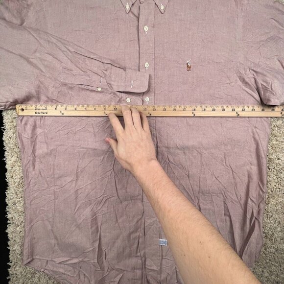 Ralph Lauren Button Up Shirt Long Sleeve Cotton Size 16.5 35 Red White Blend - Picture 4 of 13
